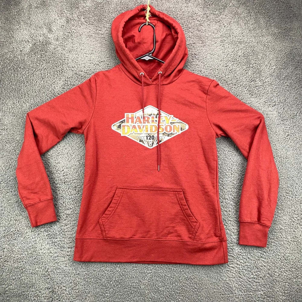Harley Davidson Hoodie Sweatshirt Mens Small Red Pullover Tripp's Amarillo TX